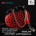 Red Hexagon Beaded Handbag (Black Top)