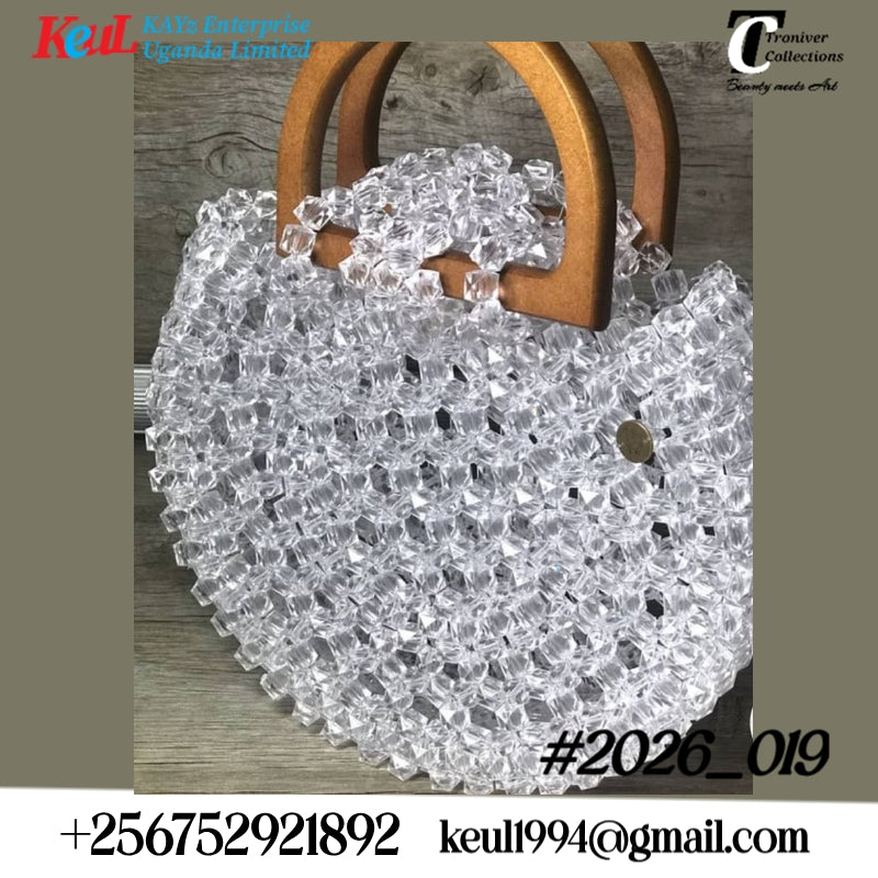 Clear Crystal Handbag with Wooden Handles