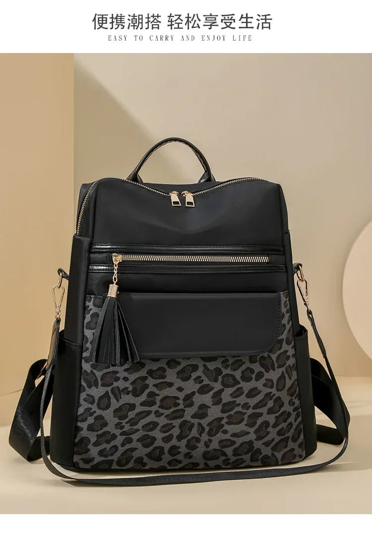 Fashion Oxford Leopard Print Women's Crossbody Bag 2026 New Large Capacity Backpack Hot Selling Casual Shoulder Bag Bolso Mujer