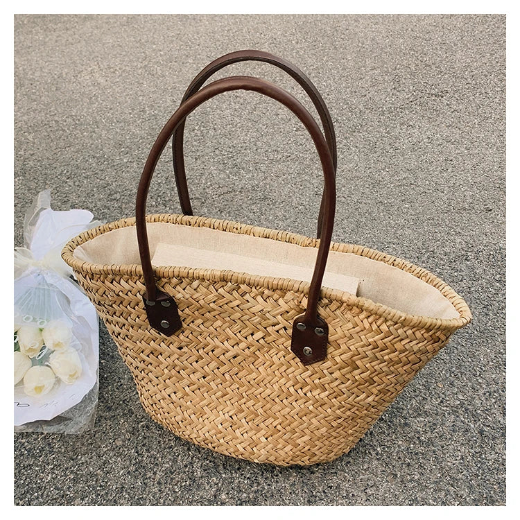 Handmade Women's Shoulder Bag Large Capacity Handbags Bohemian Summer Straw Beach Bag Female Shopper Basket Woven Tote Bags