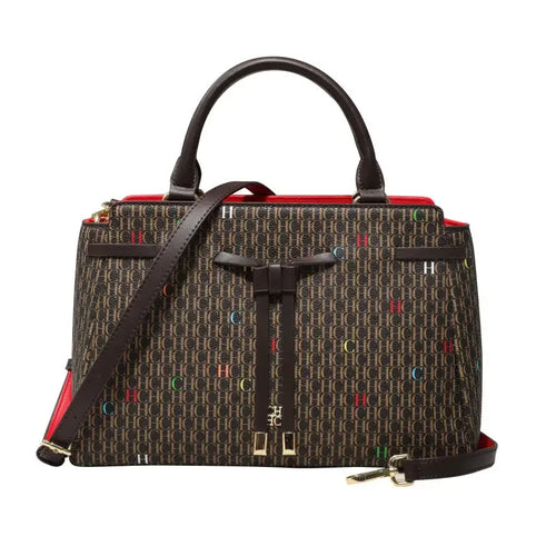 CH Embossed Pattern Tote Bag Bow Accent Versatile Handheld Crossbody Design Daily Commute 2026 New Bag