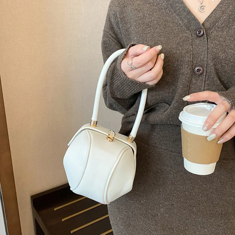 Bowling Spherical Women's Handbag Luxury Brand Designer Hobos Bag Fashion Mini Round Shoulder Bags PU Leather Female Purse
