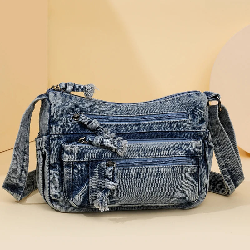 Women Bag Top Selling Denim Vintage Messenger Bag Retro Jeans Tote Large Capacity Woman Casual Fashion Shoulder Bag New Handbag