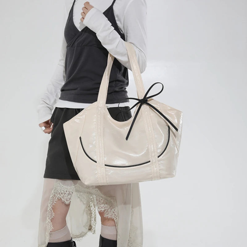 Bow Underarm Shoulder Bag,Women Lightweight Versatile Everyday Handbag,Designer Work Travel Shopping Tote Bag,Large Capacity