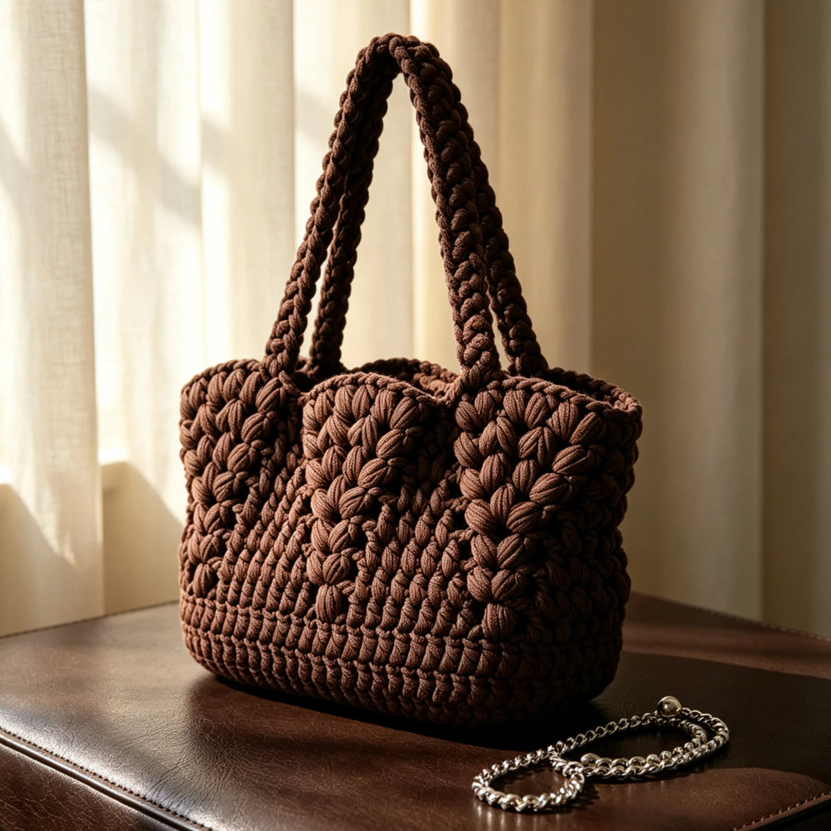 Women's Handbag, Purely Handmade Woven Bag, Niche High-End Handmade Crochet Wooden Handbag, Vintage Fan-Shaped Hollow Woven Underarm Bag, Holiday Style Large-Capacity Shoulder and Crossbody Bag, Gentle Forest-Style Design wit