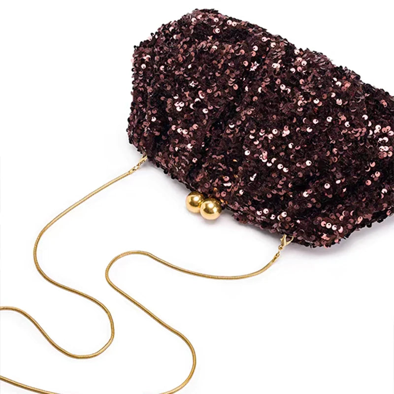 Crystal Rhinestone Clutch Handbag, Luxury Sequin Glitter Sparkly Chain Women Shoulder Bag Crossbody Purse Wedding Banquet Prom