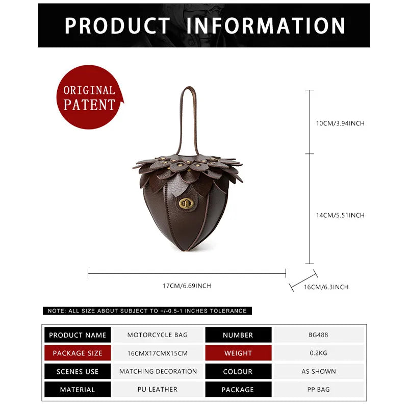 Creative Hot-sell Pine Cone-shaped Bag Popular Europe America Coin Purse New Retro Fashion Clutch High-quality Leather Women Bag