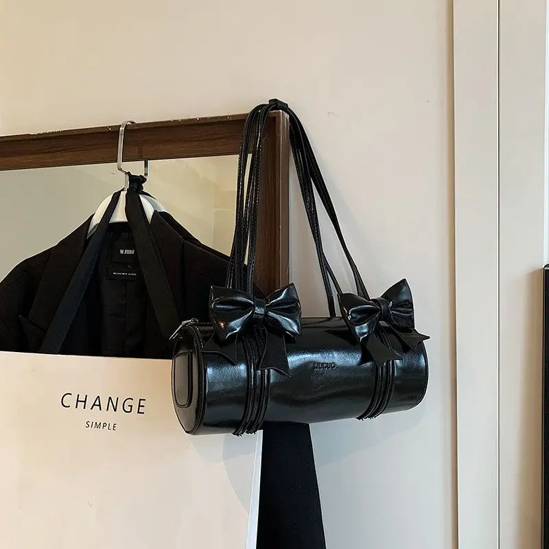 Niche Bow Bag Women's New Shoulder Underarm Bag Versatile Crossbody Portable Cylinder Exquisite Personality High Value Gorgeous