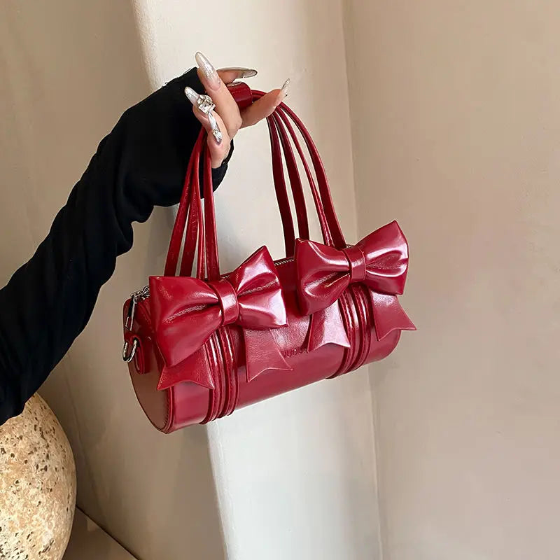 Niche Bow Bag Women's New Shoulder Underarm Bag Versatile Crossbody Portable Cylinder Exquisite Personality High Value Gorgeous