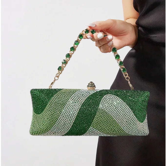 Stylish Women Rhinestone Clutch Cahin Strap Crossbody Bag Elegant Wedding Crystal Purse Evening Handbag for Cocktail Party