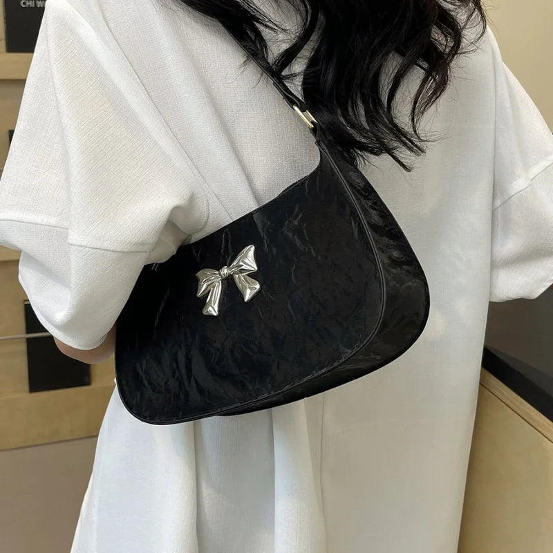 Sweet Fresh Small Bow Handbag for Women Trendy Underarm Shoulder Bag, Suitable for Daily Use, Outings, Dates, Parties, Gifts.
