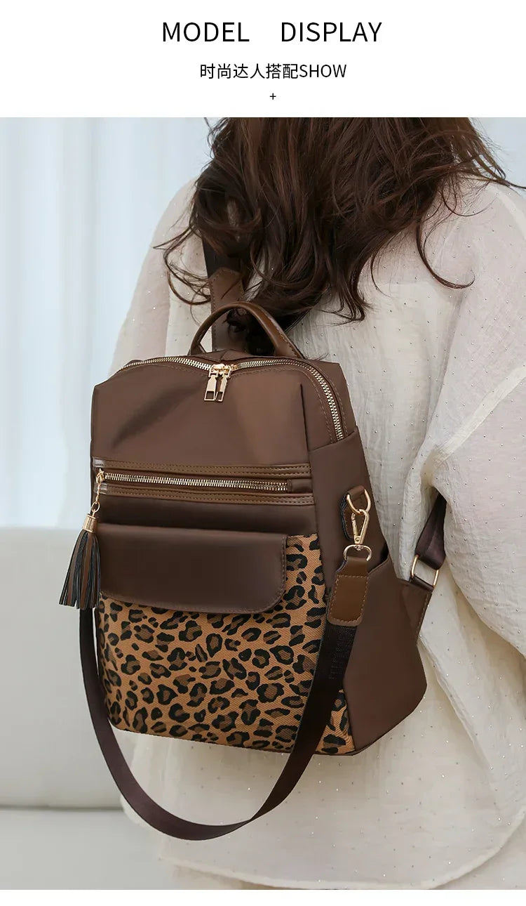 Fashion Oxford Leopard Print Women's Crossbody Bag 2026 New Large Capacity Backpack Hot Selling Casual Shoulder Bag Bolso Mujer