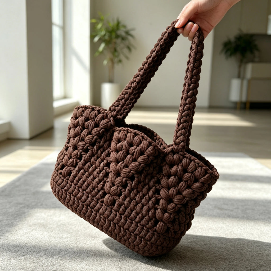 Women's Handbag, Purely Handmade Woven Bag, Niche High-End Handmade Crochet Wooden Handbag, Vintage Fan-Shaped Hollow Woven Underarm Bag, Holiday Style Large-Capacity Shoulder and Crossbody Bag, Gentle Forest-Style Design wit