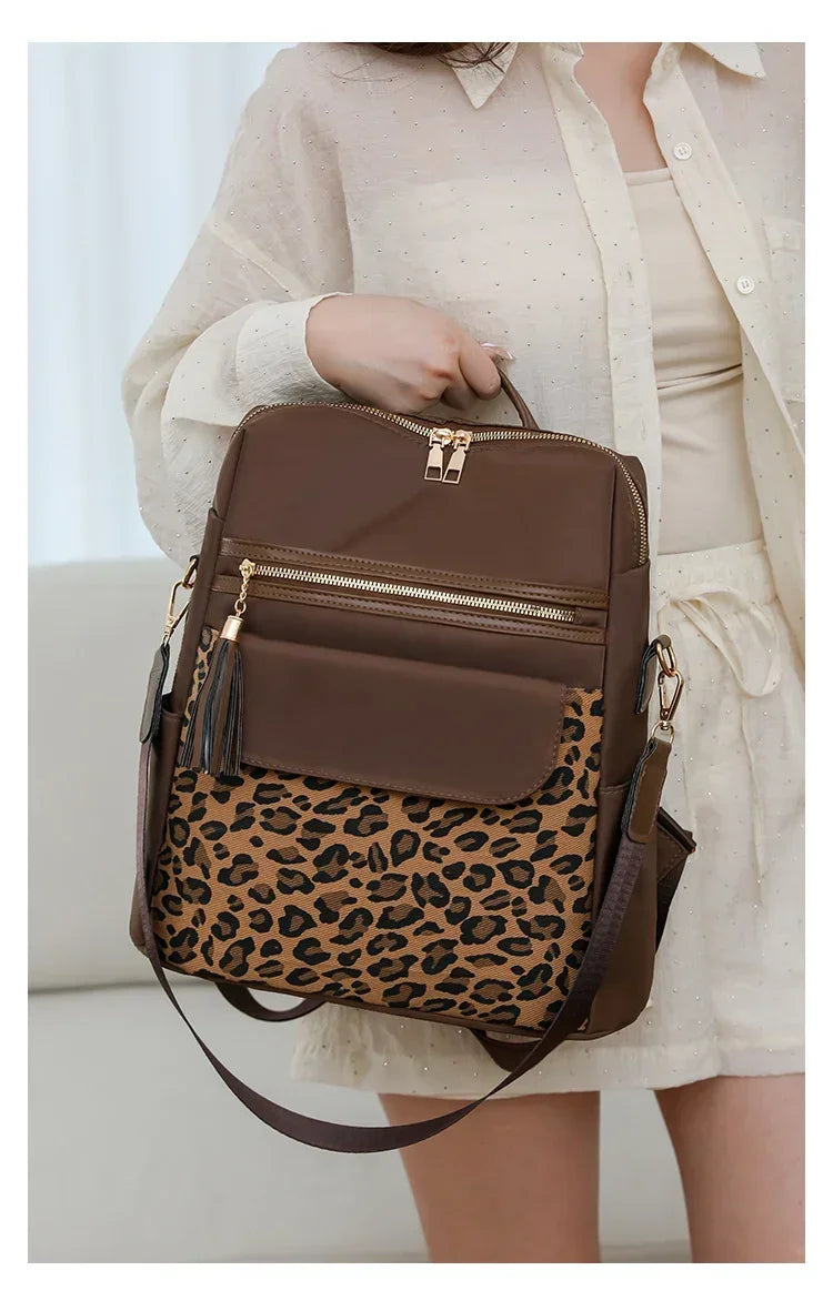 Fashion Oxford Leopard Print Women's Crossbody Bag 2026 New Large Capacity Backpack Hot Selling Casual Shoulder Bag Bolso Mujer