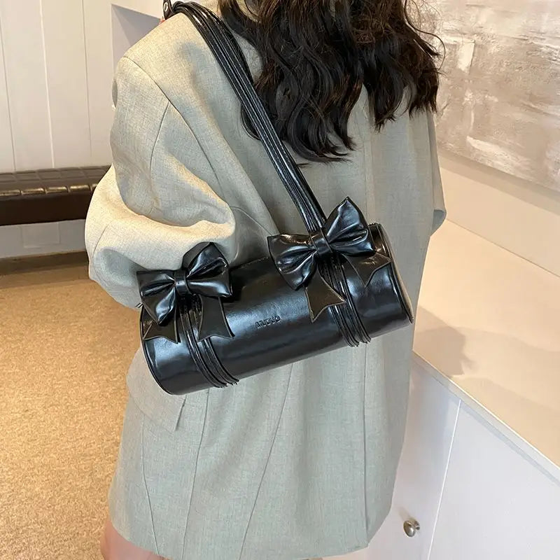 Niche Bow Bag Women's New Shoulder Underarm Bag Versatile Crossbody Portable Cylinder Exquisite Personality High Value Gorgeous