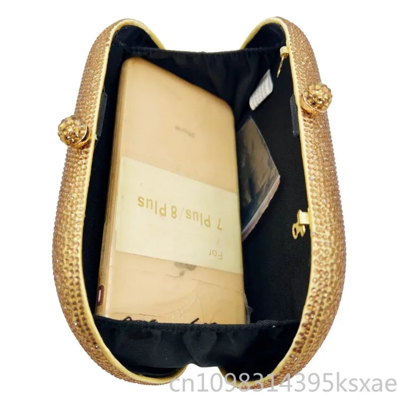 Rhinestone Crystal Evening Clutch Bag Chain Strap Sparkly Handbag Women's Party Wedding Banquet Luxury