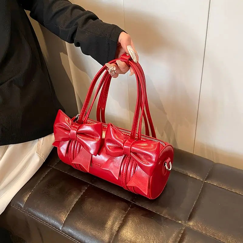 Niche Bow Bag Women's New Shoulder Underarm Bag Versatile Crossbody Portable Cylinder Exquisite Personality High Value Gorgeous
