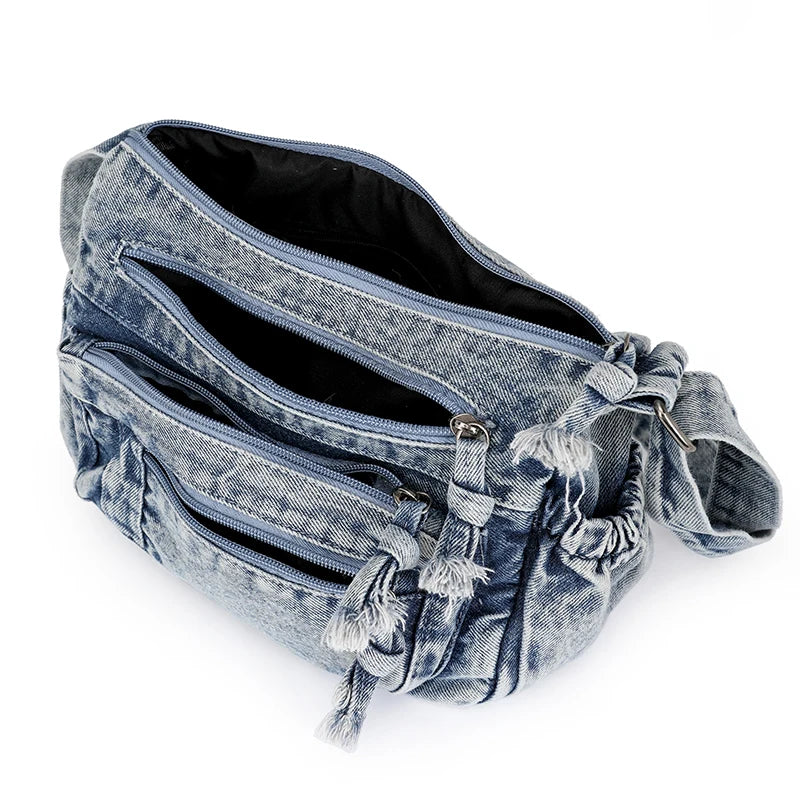 Women Bag Top Selling Denim Vintage Messenger Bag Retro Jeans Tote Large Capacity Woman Casual Fashion Shoulder Bag New Handbag