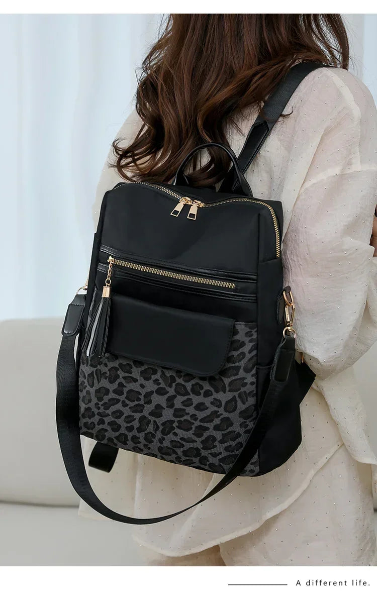 Fashion Oxford Leopard Print Women's Crossbody Bag 2026 New Large Capacity Backpack Hot Selling Casual Shoulder Bag Bolso Mujer