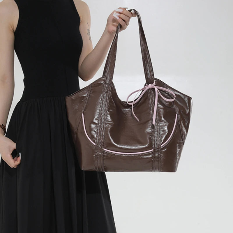 Bow Underarm Shoulder Bag,Women Lightweight Versatile Everyday Handbag,Designer Work Travel Shopping Tote Bag,Large Capacity