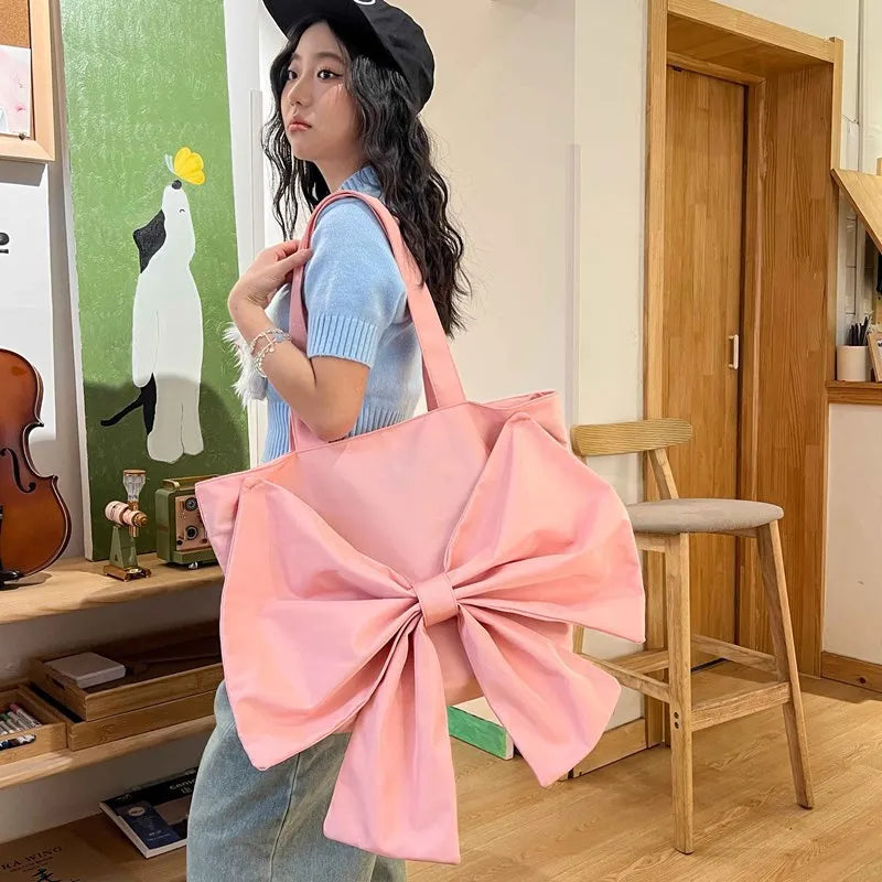 Large Capacity Handbag Casual Tote Big Bowknot Fashion Underarm Shoulder Bag Shopping Pack Korean Style Female Daily Use Bag