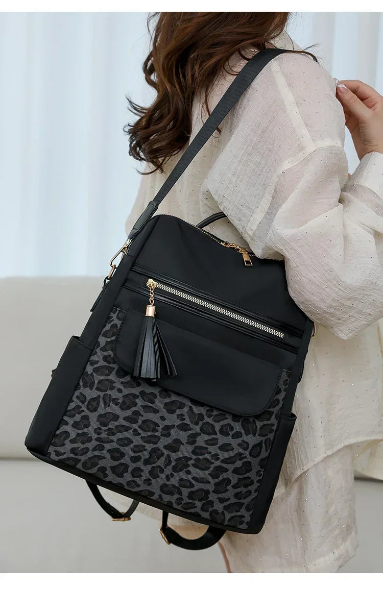 Fashion Oxford Leopard Print Women's Crossbody Bag 2026 New Large Capacity Backpack Hot Selling Casual Shoulder Bag Bolso Mujer