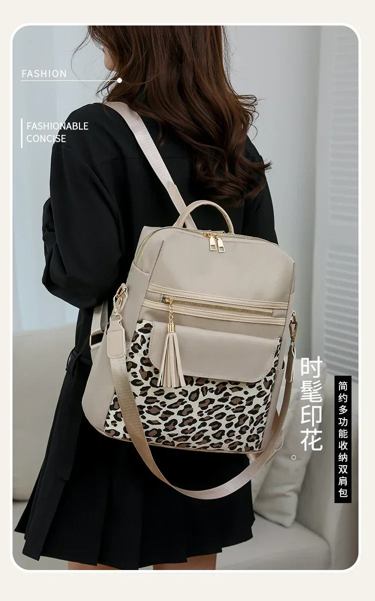 Fashion Oxford Leopard Print Women's Crossbody Bag 2026 New Large Capacity Backpack Hot Selling Casual Shoulder Bag Bolso Mujer