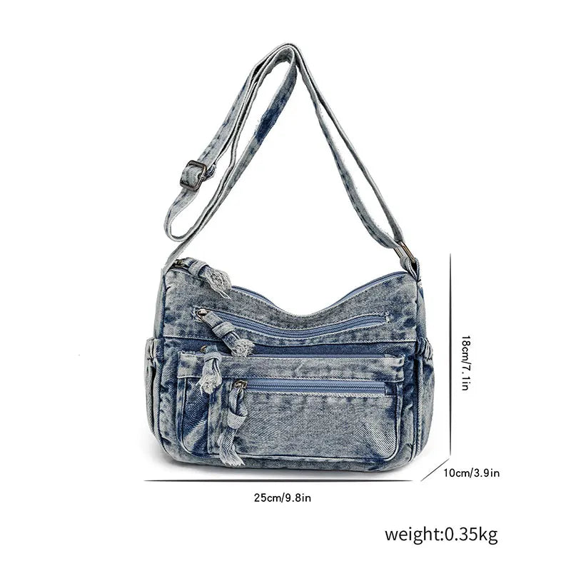 Women Bag Top Selling Denim Vintage Messenger Bag Retro Jeans Tote Large Capacity Woman Casual Fashion Shoulder Bag New Handbag