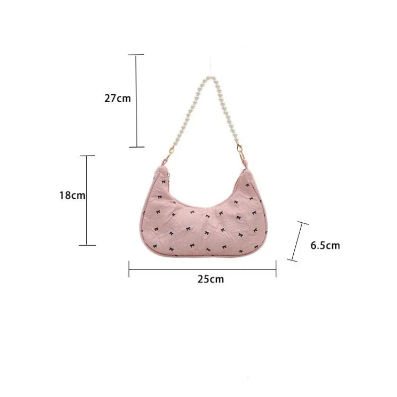 Unique Fashion Bow Handbag with Wrinkled Design Versatile Shoulder Underarm Purse for Women