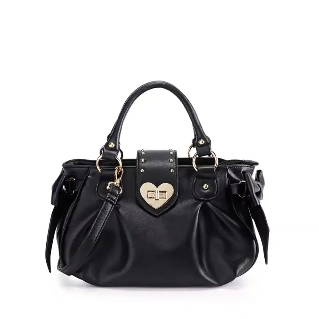 Sweet Bow Lolita Pink Hand Bag Purse Women Harajuku Love Heart Soft Crossbody Bag Lady Kawaii Large Capacity Shoulder Bag Female