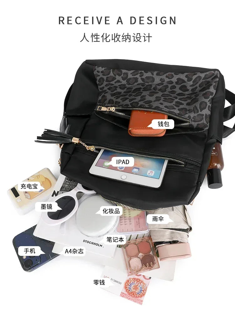 Fashion Oxford Leopard Print Women's Crossbody Bag 2026 New Large Capacity Backpack Hot Selling Casual Shoulder Bag Bolso Mujer