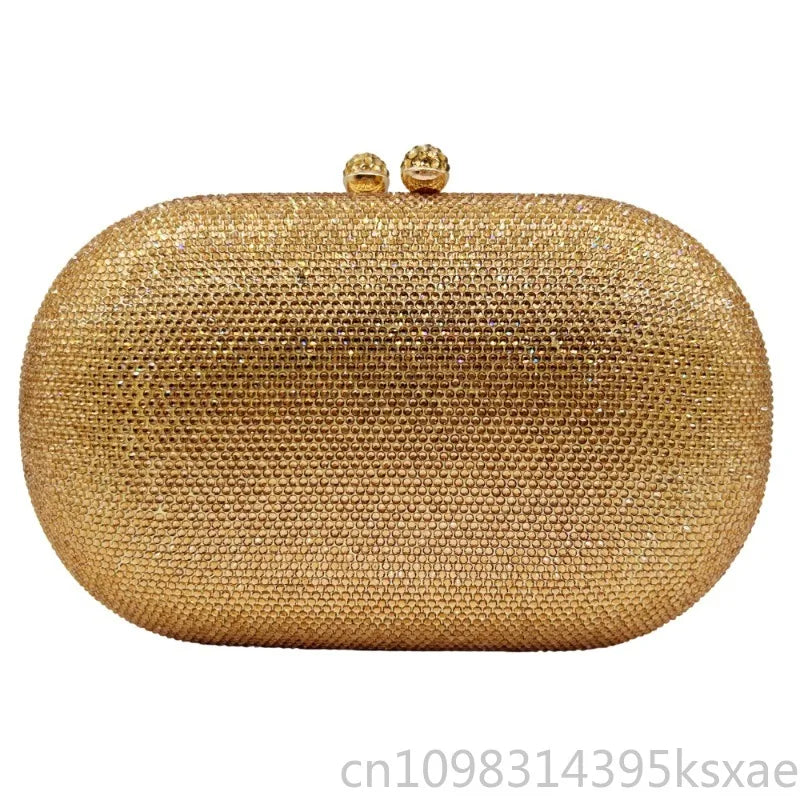 Rhinestone Crystal Evening Clutch Bag Chain Strap Sparkly Handbag Women's Party Wedding Banquet Luxury