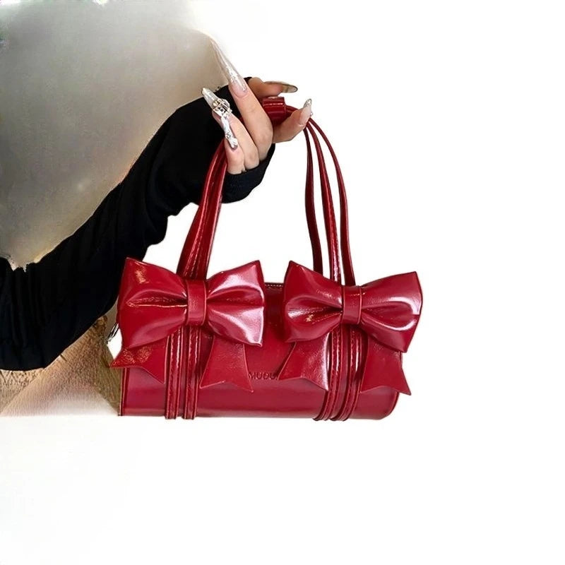 Niche Bow Bag Women's New Shoulder Underarm Bag Versatile Crossbody Portable Cylinder Exquisite Personality High Value Gorgeous
