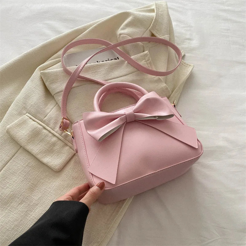 Elegant Black Bow Decorative Handbag Shoulder Crossbody Bag with Golden Hardware and Detachable Horizontal Strap, Stylish Daily