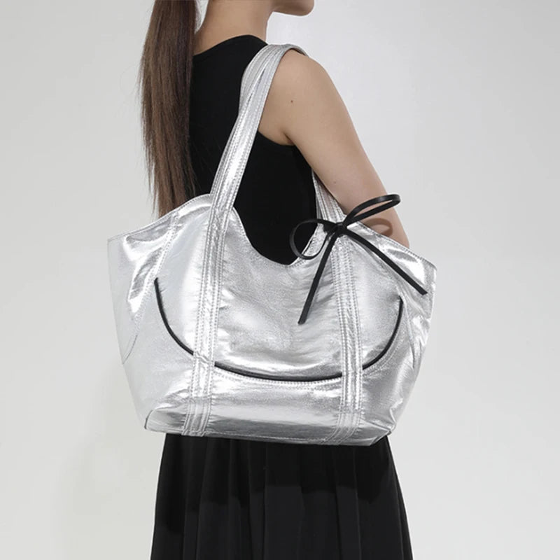 Bow Underarm Shoulder Bag,Women Lightweight Versatile Everyday Handbag,Designer Work Travel Shopping Tote Bag,Large Capacity