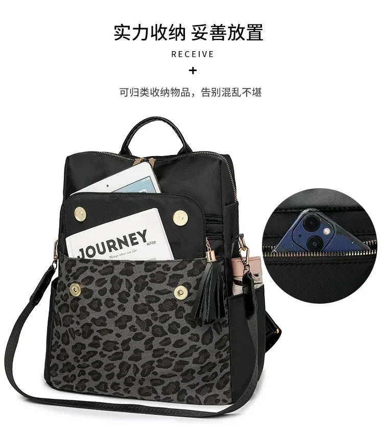 Fashion Oxford Leopard Print Women's Crossbody Bag 2026 New Large Capacity Backpack Hot Selling Casual Shoulder Bag Bolso Mujer