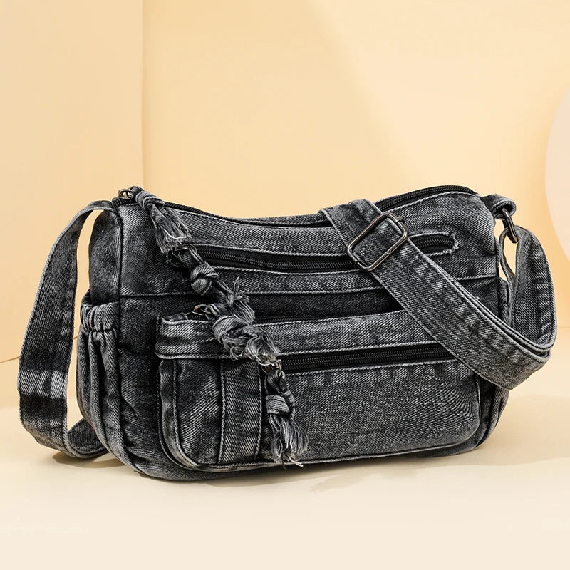 Women Bag Top Selling Denim Vintage Messenger Bag Retro Jeans Tote Large Capacity Woman Casual Fashion Shoulder Bag New Handbag