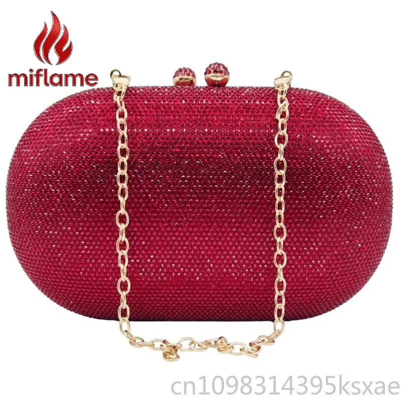 Rhinestone Crystal Evening Clutch Bag Chain Strap Sparkly Handbag Women's Party Wedding Banquet Luxury