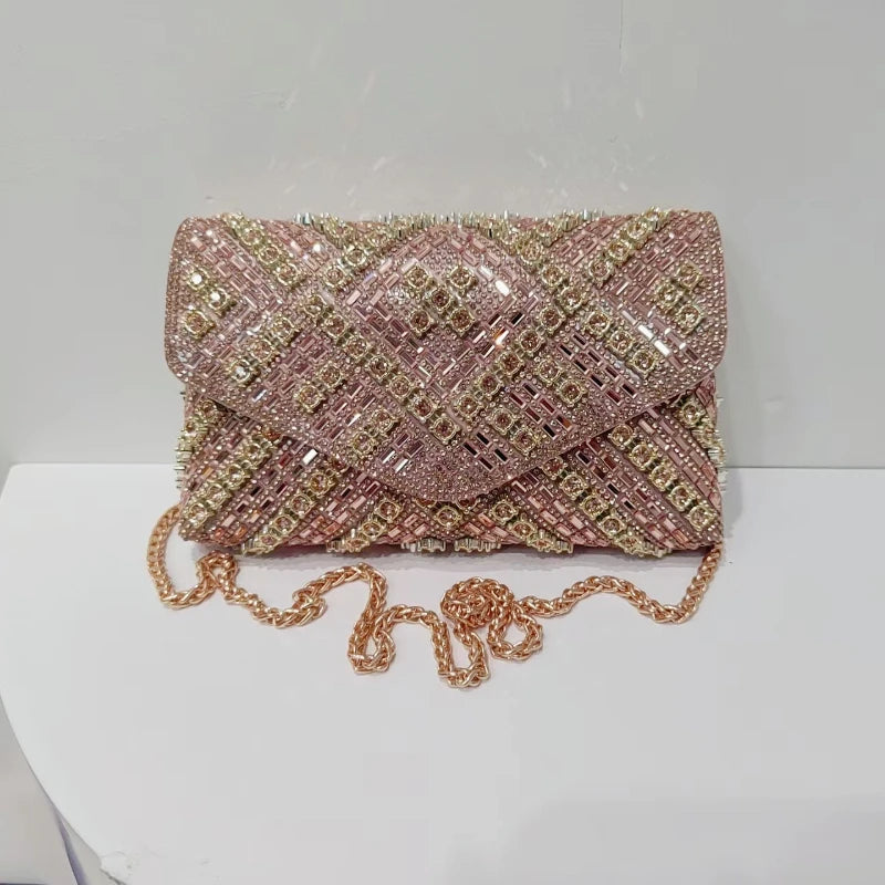 Rhinestone Evening Clutch Bag 2025 Diamond Women Banquet Party Wedding Fashion Messenger Purse Chain Small Shoulder Bag