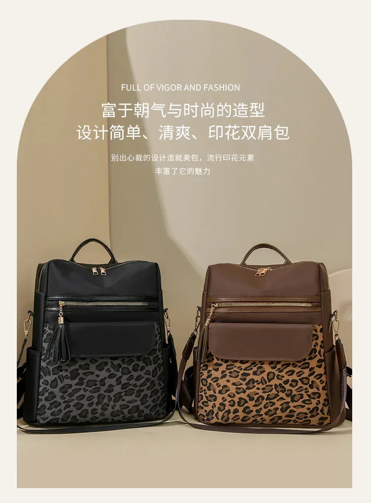 Fashion Oxford Leopard Print Women's Crossbody Bag 2026 New Large Capacity Backpack Hot Selling Casual Shoulder Bag Bolso Mujer