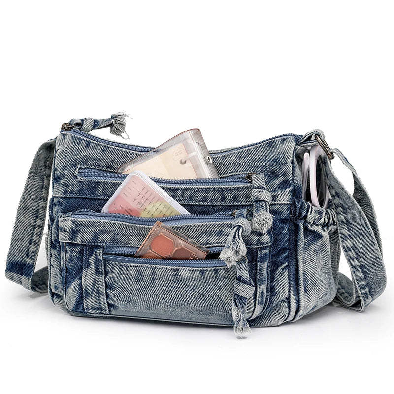 Women Bag Top Selling Denim Vintage Messenger Bag Retro Jeans Tote Large Capacity Woman Casual Fashion Shoulder Bag New Handbag