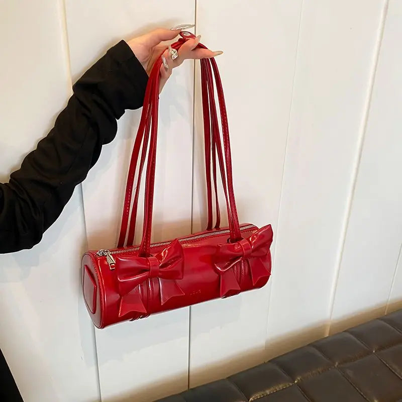 Niche Bow Bag Women's New Shoulder Underarm Bag Versatile Crossbody Portable Cylinder Exquisite Personality High Value Gorgeous