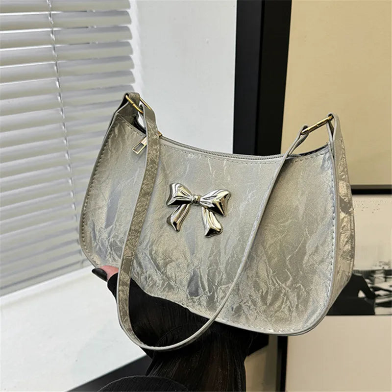 Sweet Fresh Small Bow Handbag for Women Trendy Underarm Shoulder Bag, Suitable for Daily Use, Outings, Dates, Parties, Gifts.