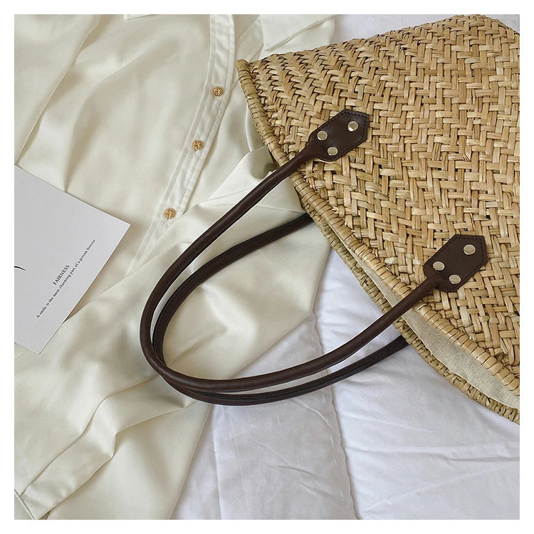 Handmade Women's Shoulder Bag Large Capacity Handbags Bohemian Summer Straw Beach Bag Female Shopper Basket Woven Tote Bags