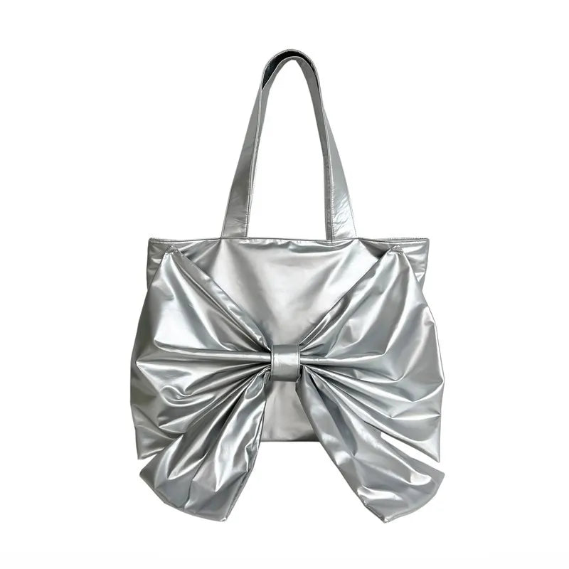 Large Capacity Handbag Casual Tote Big Bowknot Fashion Underarm Shoulder Bag Shopping Pack Korean Style Female Daily Use Bag