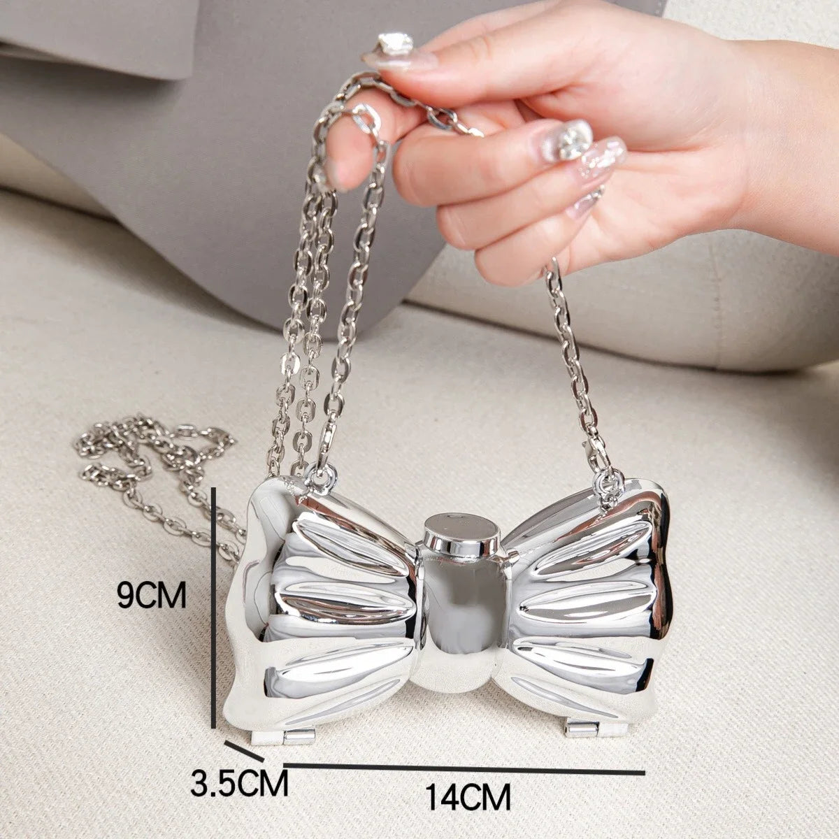 Women's Luxury Designer Bow Acrylic Clutch Bag  with Chain Mini Crossbody Handbag for Party Evening Gold Silver Bags for woman