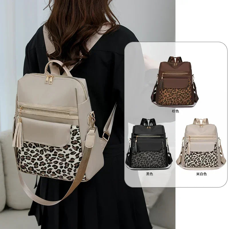 Fashion Oxford Leopard Print Women's Crossbody Bag 2026 New Large Capacity Backpack Hot Selling Casual Shoulder Bag Bolso Mujer