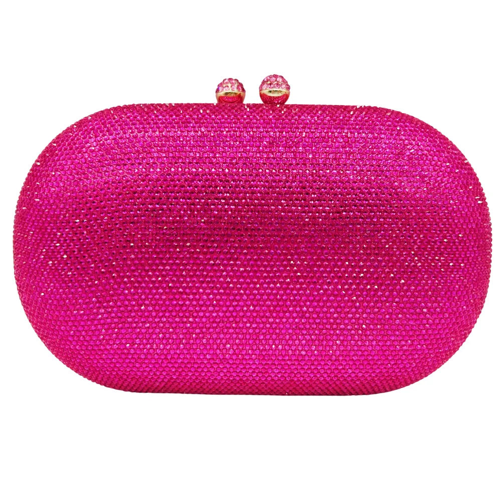 Rhinestone Crystal Evening Clutch Bag Chain Strap Sparkly Handbag Women's Party Wedding Banquet Luxury