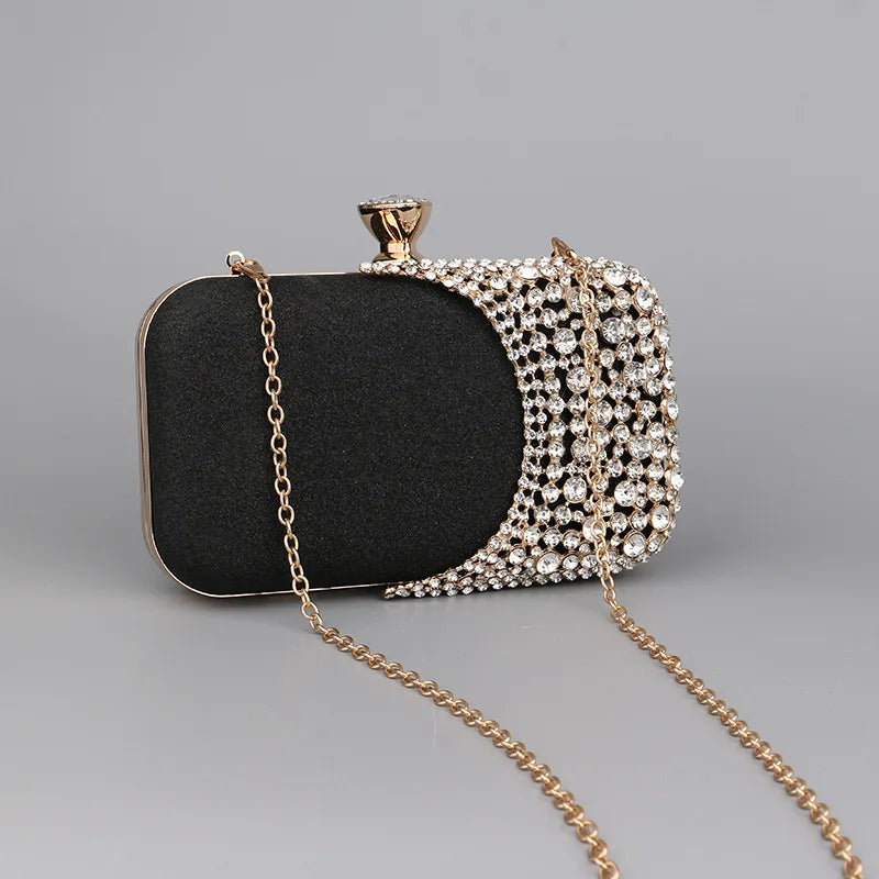 Handle Rhinestone Women Bags Hollow Out Style Crystal Evening Bag Chain Shoulder Handbags Luxury Party Wedding Day Clutch Purse