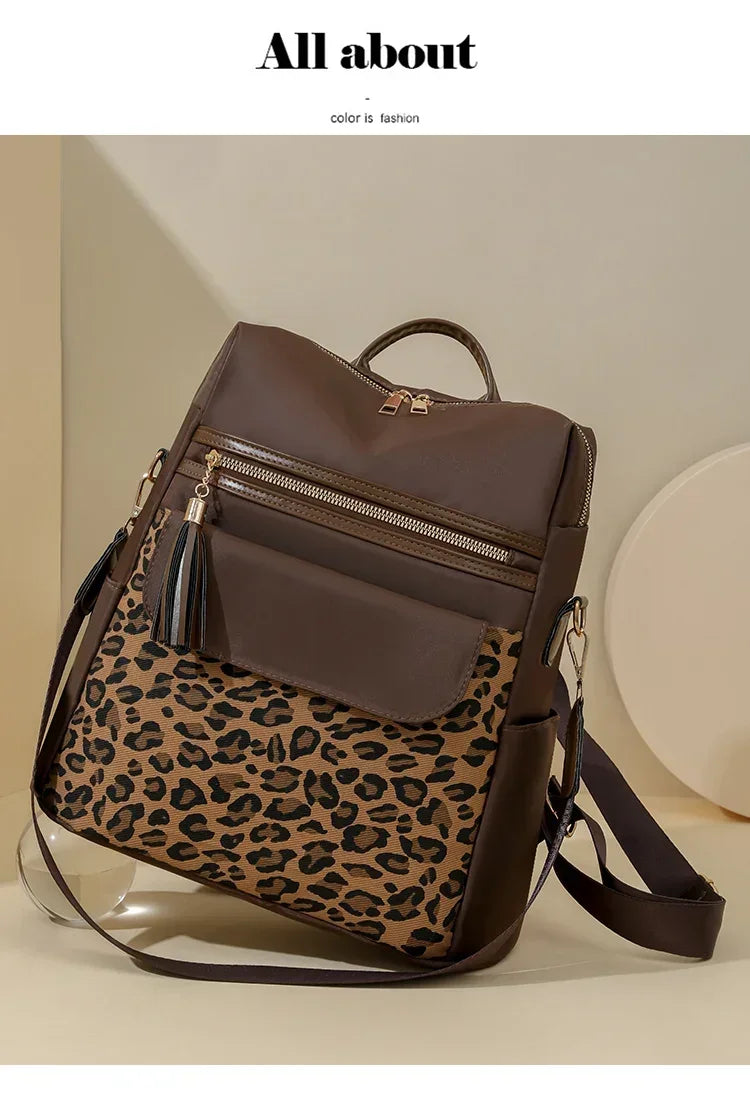 Fashion Oxford Leopard Print Women's Crossbody Bag 2026 New Large Capacity Backpack Hot Selling Casual Shoulder Bag Bolso Mujer